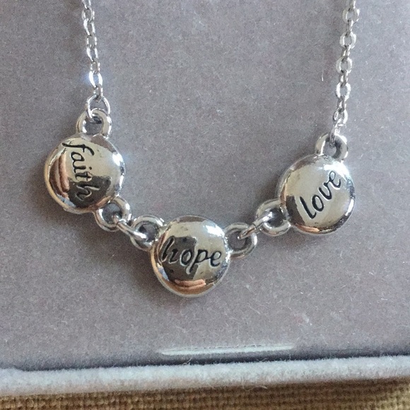 Bob Siemon Designs Chain Necklace Faith Love Hope - Picture 2 of 2